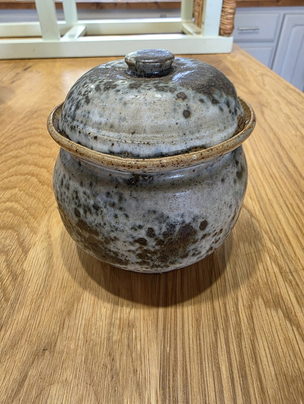 Handmade Ceramic Lidded Jar in Speckled Gray and Brown